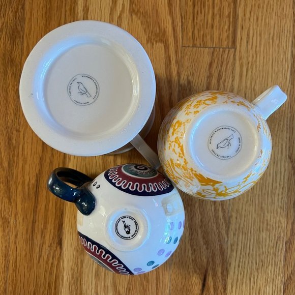 Anthropologie Mugs Set of 3 Homegrown Monogram P Cup Multi-Colored‎ - Picture 3 of 3